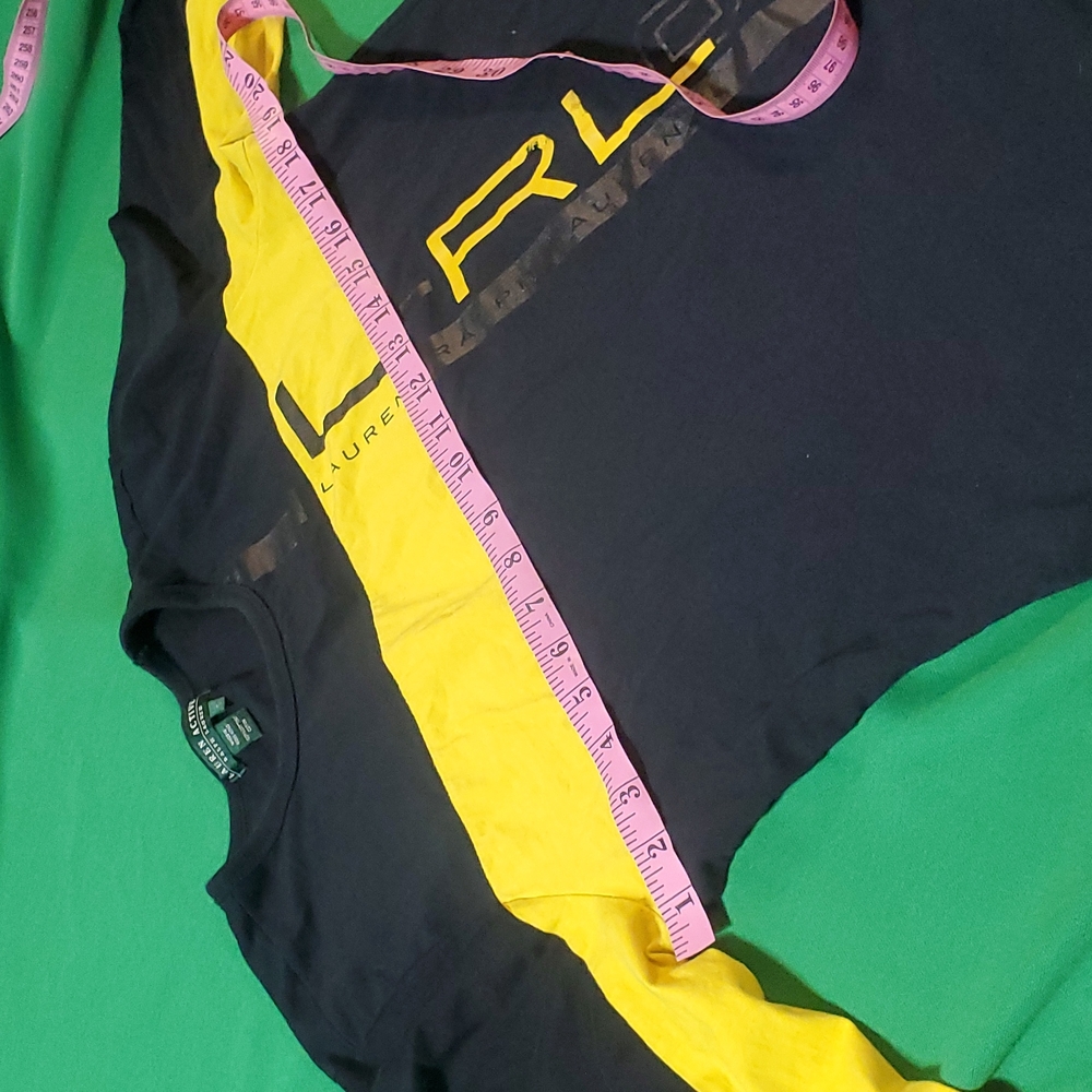 Women's vintage Ralph Lauren black yellow size Large logo long sleeve shirt - Picture 7 of 10